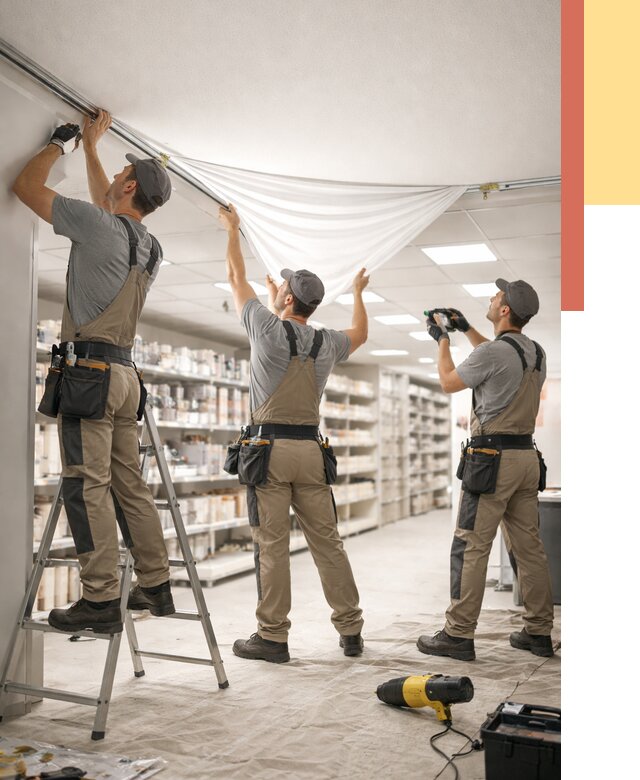 Монтаж натяжного потолка в магазине в Бугуруслане от 4586 руб. быстро и недорого | ОТДЕЛОЧНИК-Бгр