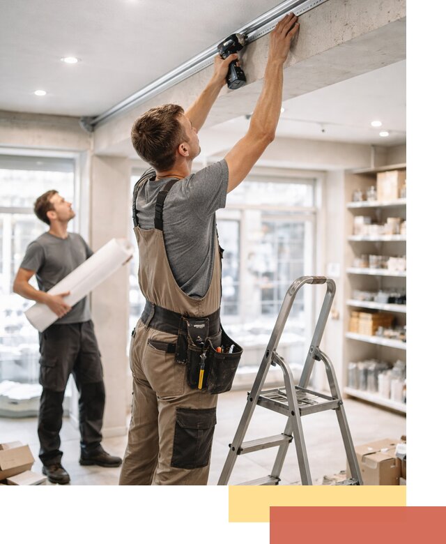 Монтаж натяжных потолков в магазине в Бугуруслане