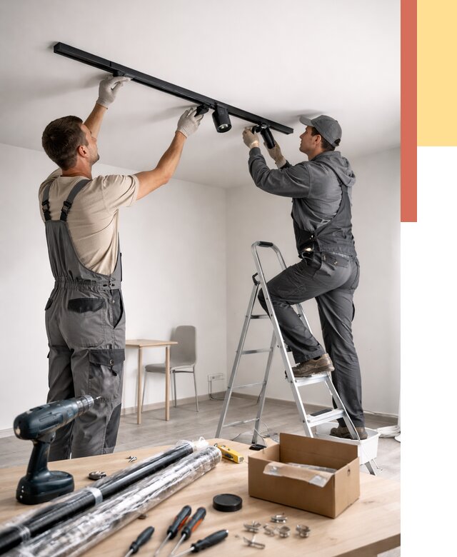 Установка трековых светильников в натяжной потолок в Бугуруслане от 4280 руб. | ОТДЕЛОЧНИК-Бгр