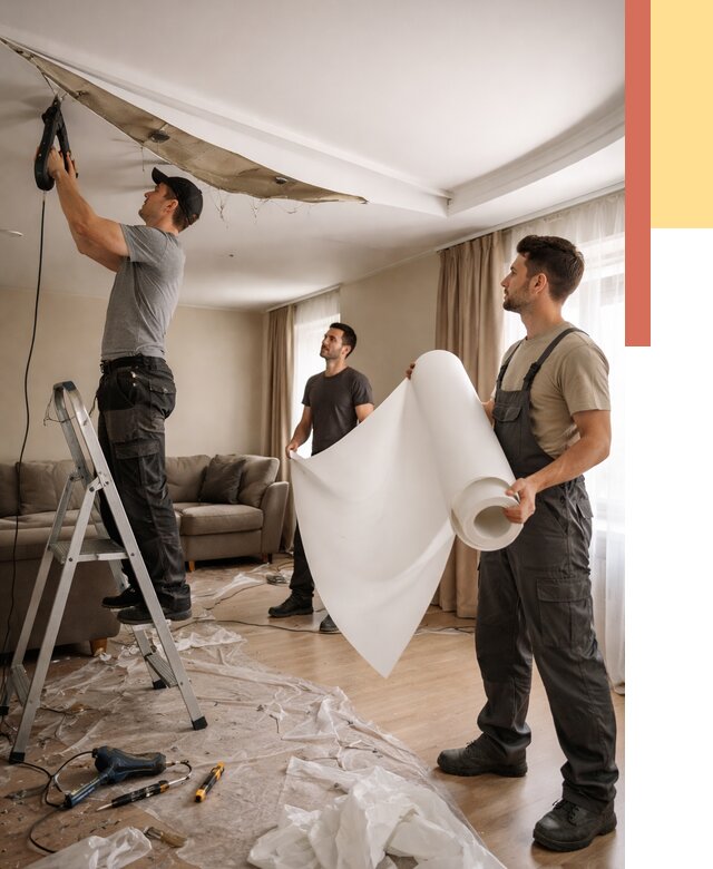 Замена полотна натяжного потолка в Бугуруслане от 9681 руб. быстро и недорого | ОТДЕЛОЧНИК-Бгр