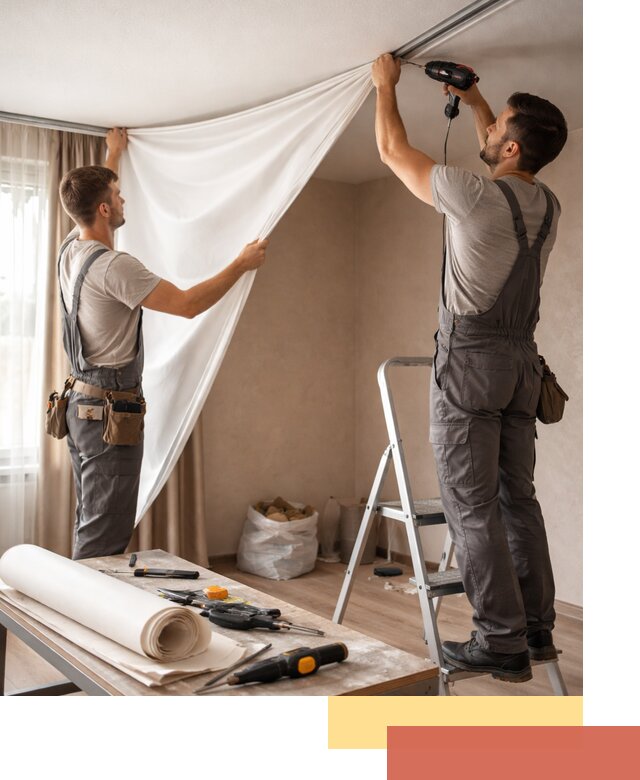 Замена полотна натяжного потолка в Бугуруслане быстро и качественно