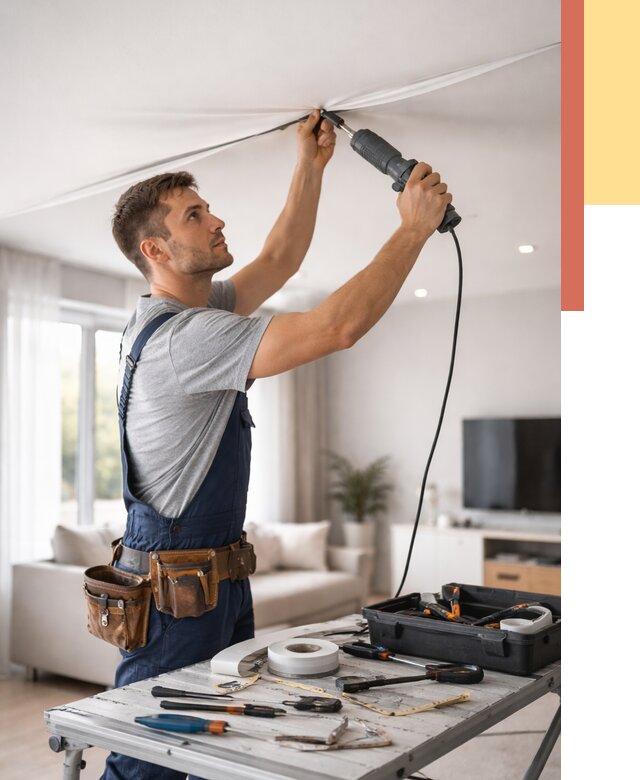 Ремонт натяжных потолков в Бугуруслане от 9681 руб. под ключ — ОТДЕЛОЧНИК-Бгр