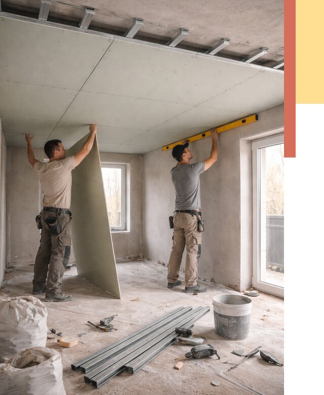 Одноуровневый потолок из гипсокартона в Бугуруслане от 764 руб. — монтаж под ключ | ОТДЕЛОЧНИК-Бгр