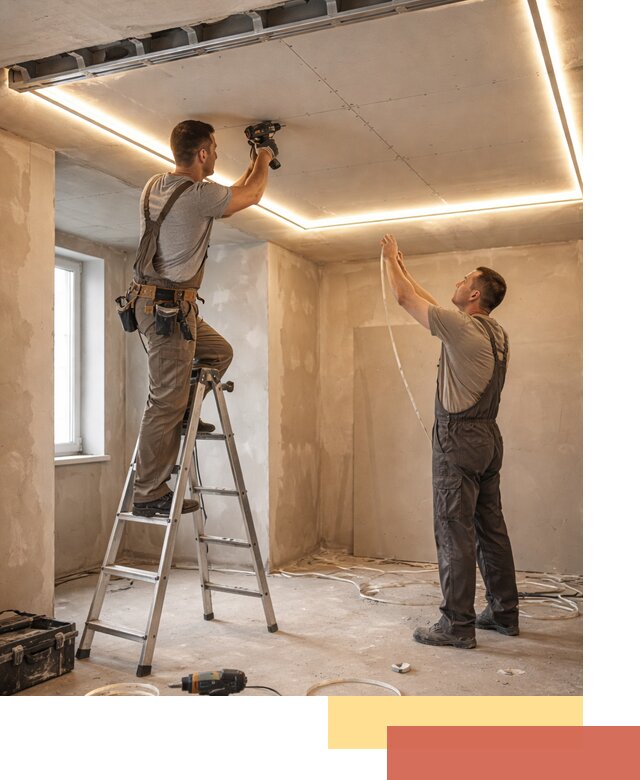 Потолок из гипсокартона с подсветкой в Бугуруслане