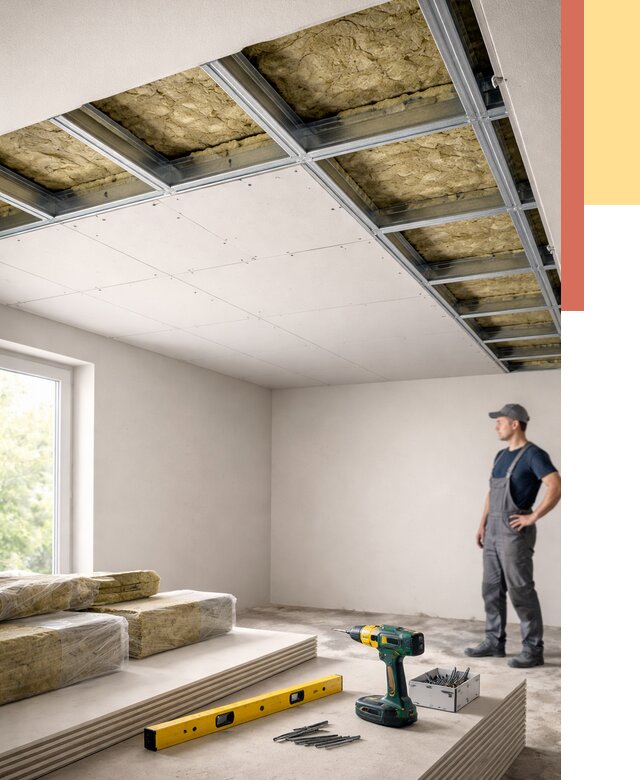 Звукоизоляция потолка ГКЛ в Бугуруслане от 968 руб. — монтаж под ключ | ОТДЕЛОЧНИК-Бгр