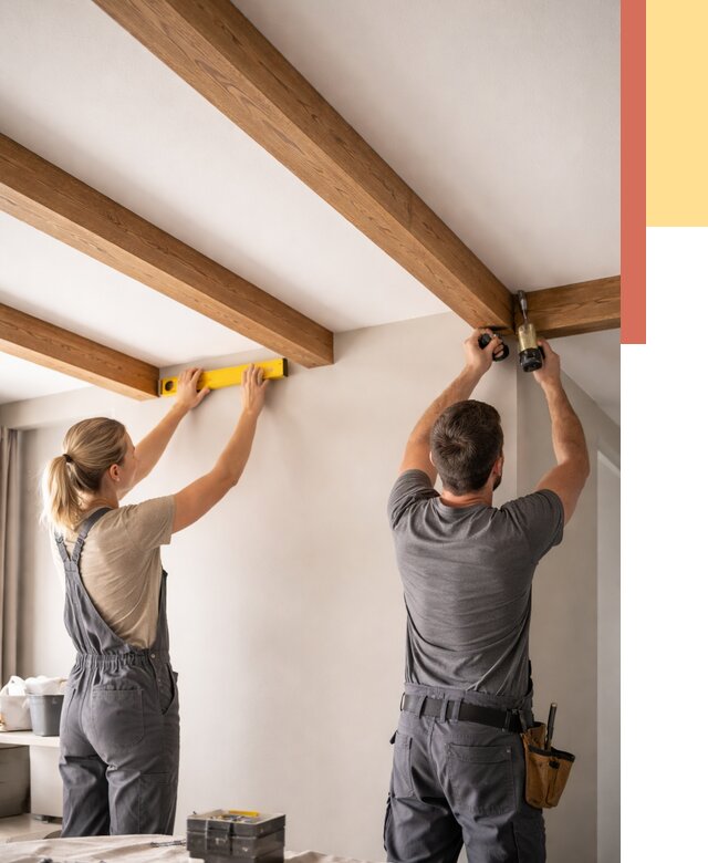 Монтаж декоративных балок на потолок в Бугуруслане от 4280 руб. — ОТДЕЛОЧНИК-Бгр